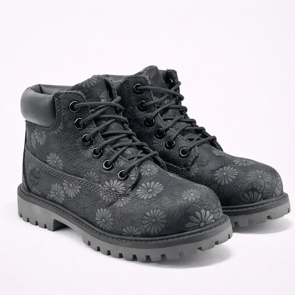 Timberland Girls Premium 6 Inch Waterproof Floral Boots Size 12 Winter